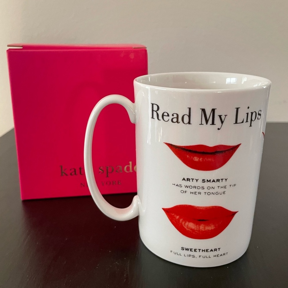 New in Box Kate Spade “Snap Happy” Read My Lips Mug